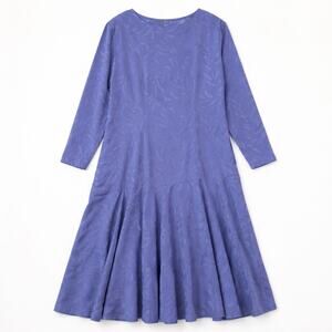 Periwinkle Lavender Blue Handmade True Vintage 70s Dress Satin Feathers Maxi XL